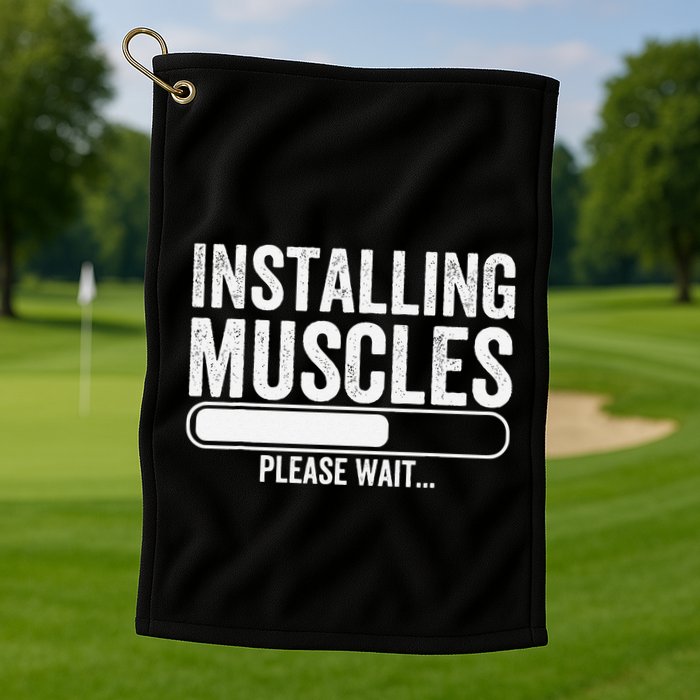 Funny Panda Installing Muscles Please Wait Gym Fitness Golf Towel