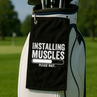 Funny Panda Installing Muscles Please Wait Gym Fitness Golf Towel