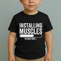 Funny Panda Installing Muscles Please Wait Gym Fitness Toddler T-Shirt