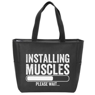 Funny Panda Installing Muscles Please Wait Gym Fitness Zip Tote Bag