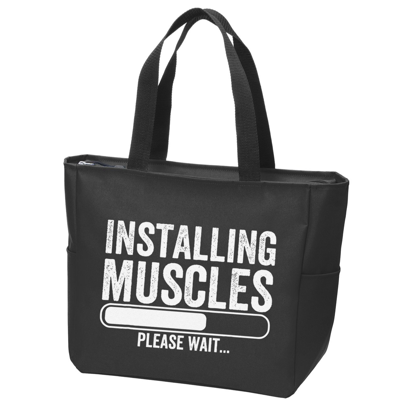 Funny Panda Installing Muscles Please Wait Gym Fitness Zip Tote Bag