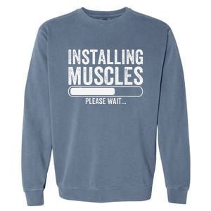 Funny Panda Installing Muscles Please Wait Gym Fitness Garment-Dyed Sweatshirt