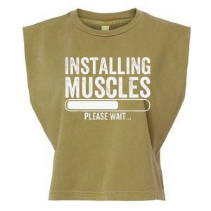 Funny Panda Installing Muscles Please Wait Gym Fitness Garment-Dyed Women's Muscle Tee