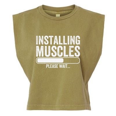 Funny Panda Installing Muscles Please Wait Gym Fitness Garment-Dyed Women's Muscle Tee