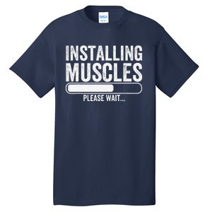 Funny Panda Installing Muscles Please Wait Gym Fitness Tall T-Shirt