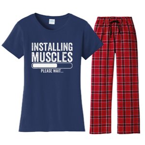 Funny Panda Installing Muscles Please Wait Gym Fitness Women's Flannel Pajama Set