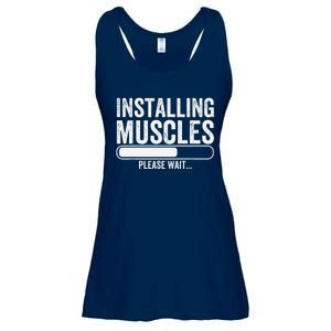 Funny Panda Installing Muscles Please Wait Gym Fitness Ladies Essential Flowy Tank