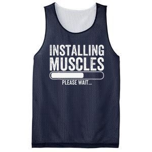 Funny Panda Installing Muscles Please Wait Gym Fitness Mesh Reversible Basketball Jersey Tank