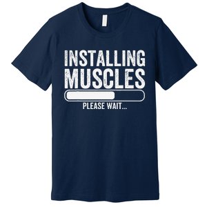 Funny Panda Installing Muscles Please Wait Gym Fitness Premium T-Shirt