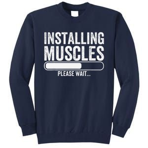 Funny Panda Installing Muscles Please Wait Gym Fitness Tall Sweatshirt