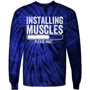 Funny Panda Installing Muscles Please Wait Gym Fitness Tie-Dye Long Sleeve Shirt