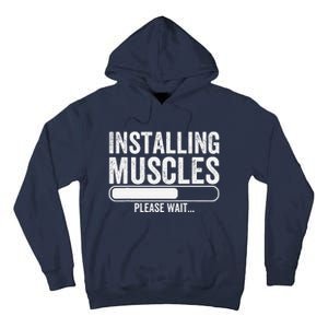 Funny Panda Installing Muscles Please Wait Gym Fitness Tall Hoodie