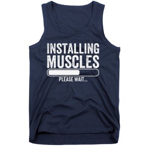 Funny Panda Installing Muscles Please Wait Gym Fitness Tank Top