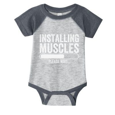 Funny Panda Installing Muscles Please Wait Gym Fitness Infant Baby Jersey Bodysuit