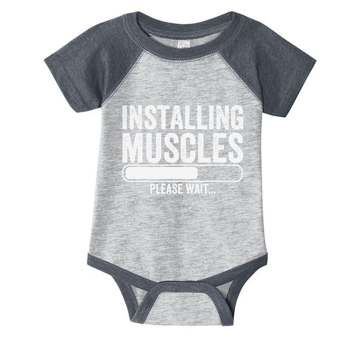Funny Panda Installing Muscles Please Wait Gym Fitness Infant Baby Jersey Bodysuit