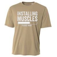 Funny Panda Installing Muscles Please Wait Gym Fitness Cooling Performance Crew T-Shirt