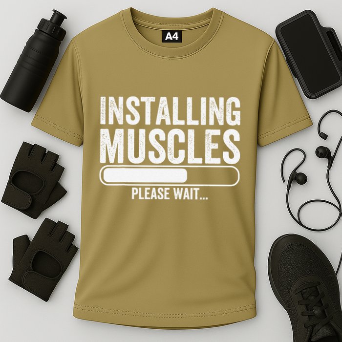 Funny Panda Installing Muscles Please Wait Gym Fitness Performance Shirt