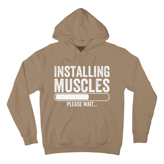 Funny Panda Installing Muscles Please Wait Gym Fitness Hoodie