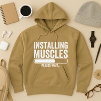 Funny Panda Installing Muscles Please Wait Gym Fitness Hoodie