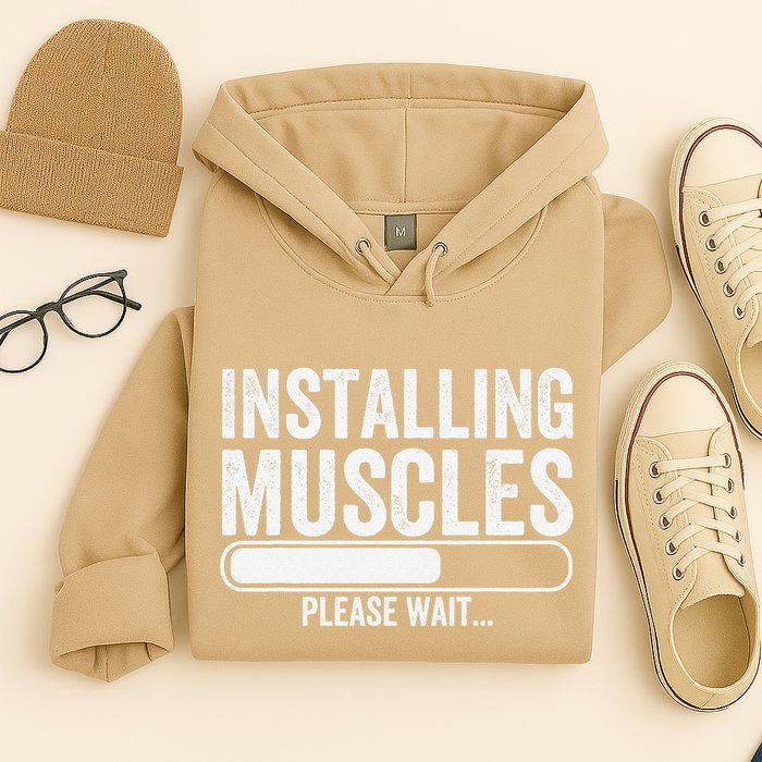 Funny Panda Installing Muscles Please Wait Gym Fitness Hoodie