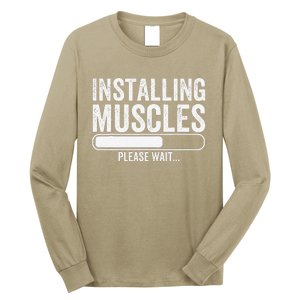 Funny Panda Installing Muscles Please Wait Gym Fitness Long Sleeve Shirt