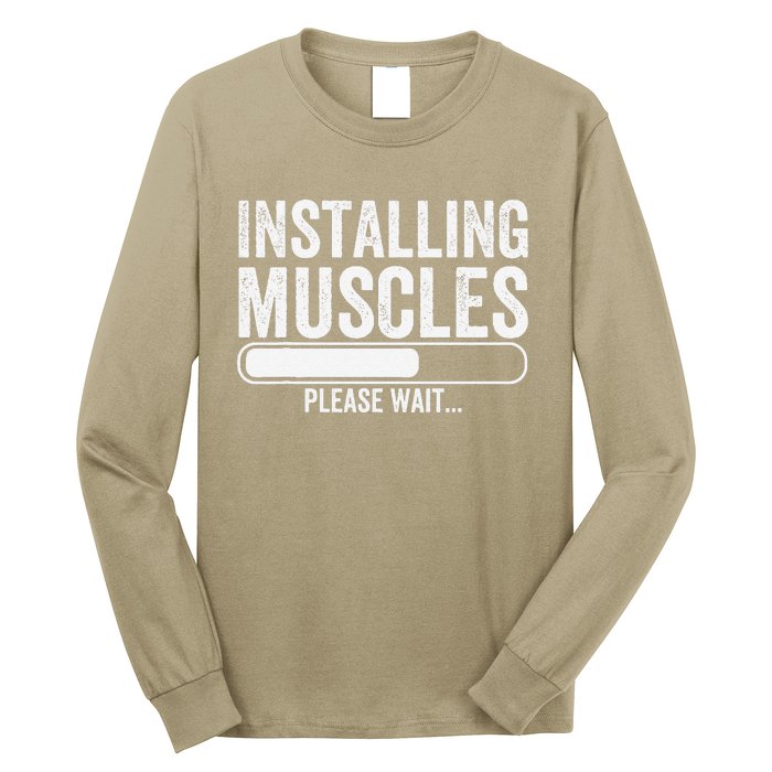 Funny Panda Installing Muscles Please Wait Gym Fitness Long Sleeve Shirt