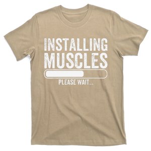 Funny Panda Installing Muscles Please Wait Gym Fitness T-Shirt