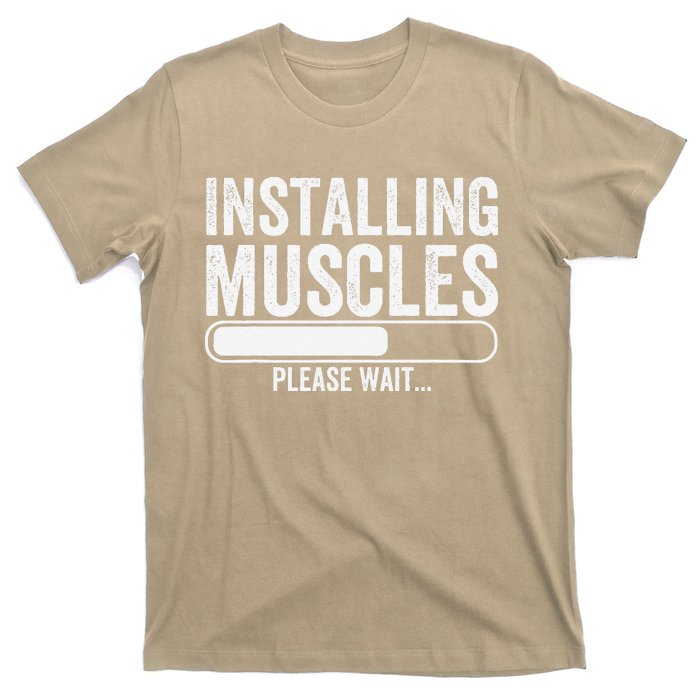 Funny Panda Installing Muscles Please Wait Gym Fitness T-Shirt