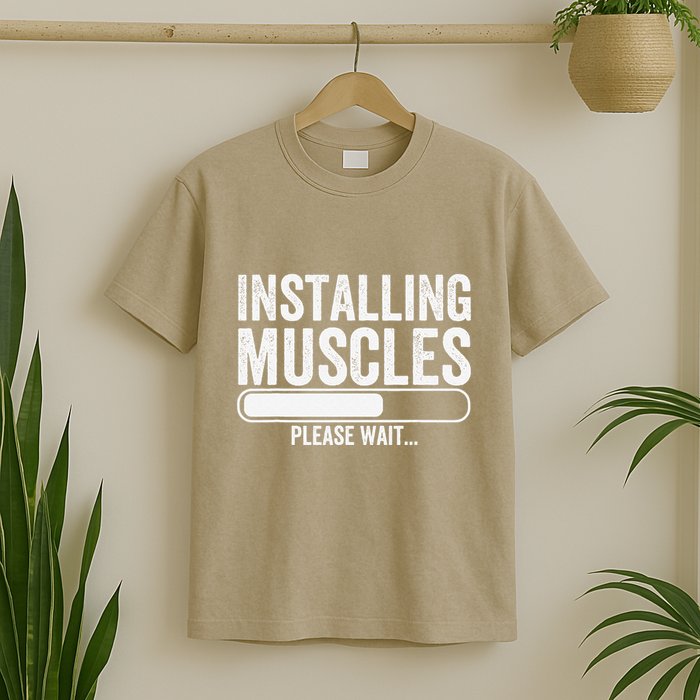 Funny Panda Installing Muscles Please Wait Gym Fitness T-Shirt