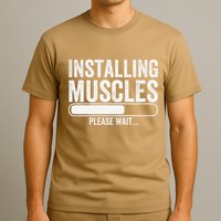 Funny Panda Installing Muscles Please Wait Gym Fitness T-Shirt