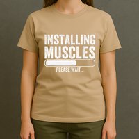Funny Panda Installing Muscles Please Wait Gym Fitness T-Shirt