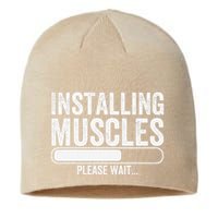 Funny Panda Installing Muscles Please Wait Gym Fitness Sustainable Beanie