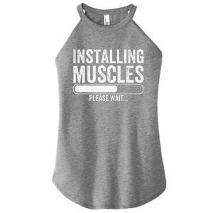 Funny Panda Installing Muscles Please Wait Gym Fitness Women's Perfect Tri Rocker Tank