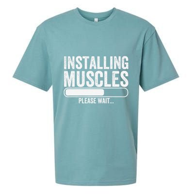 Funny Panda Installing Muscles Please Wait Gym Fitness Sueded Cloud Jersey T-Shirt
