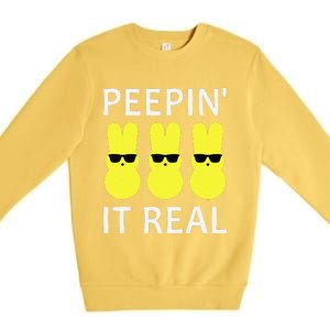 Funny Peepin It Real Happy Easter Bunny Premium Crewneck Sweatshirt