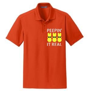 Funny Peepin It Real Happy Easter Bunny Dry Zone Grid Polo