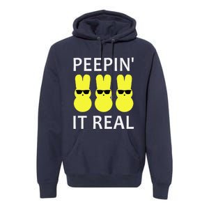 Funny Peepin It Real Happy Easter Bunny Premium Hoodie