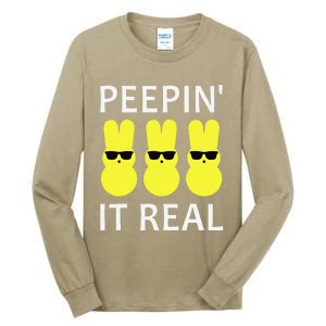 Funny Peepin It Real Happy Easter Bunny Tall Long Sleeve T-Shirt