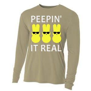 Funny Peepin It Real Happy Easter Bunny Cooling Performance Long Sleeve Crew