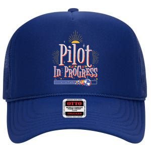 Future Pilot In Progress Great Gift High Crown Mesh Back Trucker Hat