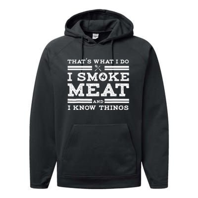 Funny Pitmaster I Smoke Meat BBQ Smoker Grill Gift Performance Fleece Hoodie