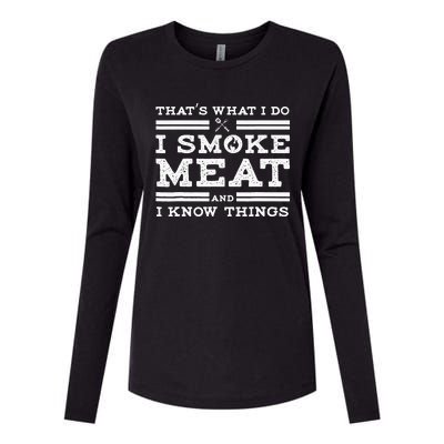 Funny Pitmaster I Smoke Meat BBQ Smoker Grill Gift Womens Cotton Relaxed Long Sleeve T-Shirt