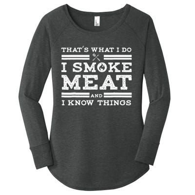 Funny Pitmaster I Smoke Meat BBQ Smoker Grill Gift Women's Perfect Tri Tunic Long Sleeve Shirt