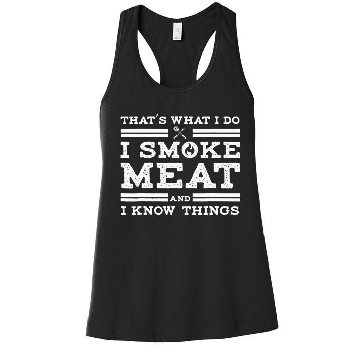 Funny Pitmaster I Smoke Meat BBQ Smoker Grill Gift Women's Racerback Tank