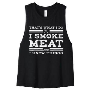 Funny Pitmaster I Smoke Meat BBQ Smoker Grill Gift Women's Racerback Cropped Tank