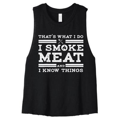 Funny Pitmaster I Smoke Meat BBQ Smoker Grill Gift Women's Racerback Cropped Tank