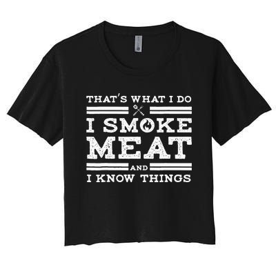 Funny Pitmaster I Smoke Meat BBQ Smoker Grill Gift Women's Crop Top Tee