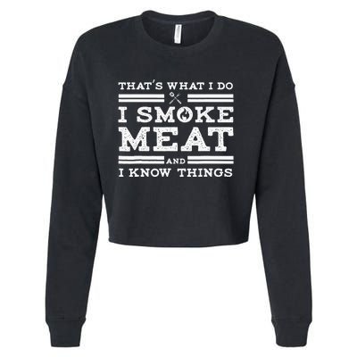 Funny Pitmaster I Smoke Meat BBQ Smoker Grill Gift Cropped Pullover Crew