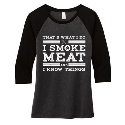 Funny Pitmaster I Smoke Meat BBQ Smoker Grill Gift Women's Tri-Blend 3/4-Sleeve Raglan Shirt