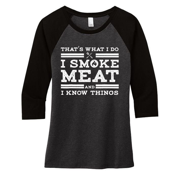 Funny Pitmaster I Smoke Meat BBQ Smoker Grill Gift Women's Tri-Blend 3/4-Sleeve Raglan Shirt